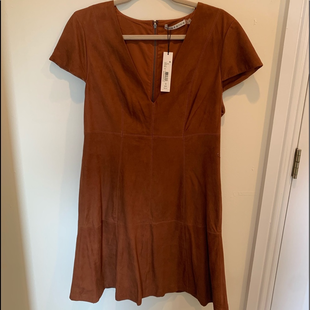 NWT Suede Alice and Olivia cap sleeve dress